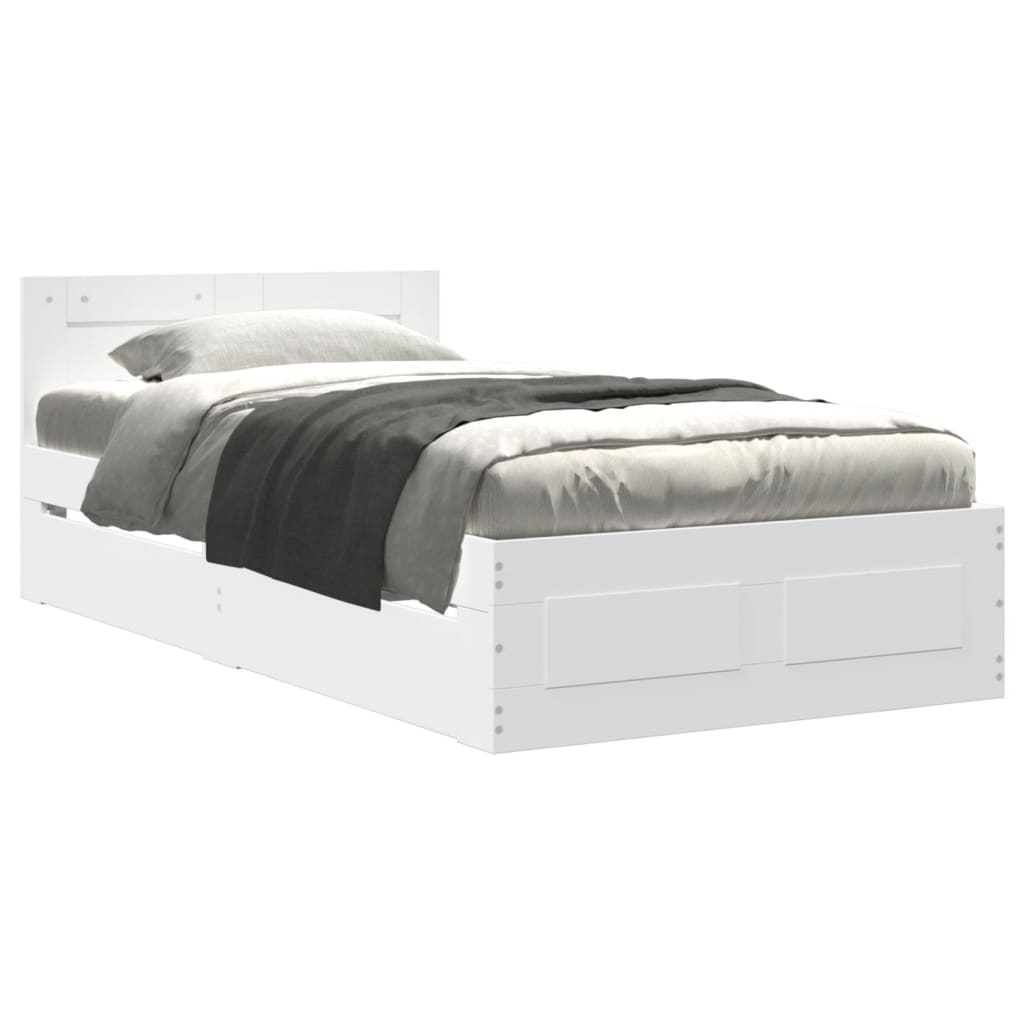 vidaXL Bedframe met hoofdeinde zonder matras 100x200 cm wit, foto 3