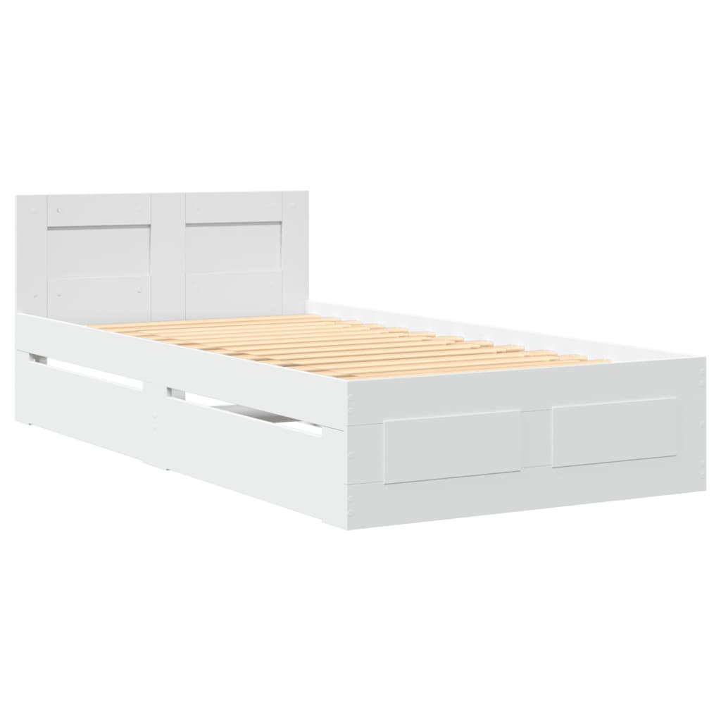 vidaXL Bedframe met hoofdeinde zonder matras 100x200 cm wit afbeelding