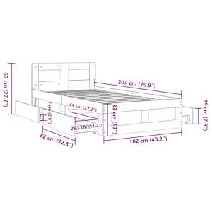 Rám postele s čelem bez matrace černý 100x200 cm - obrázek 11
