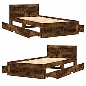 Rám postele s čelem kouřový dub 100 x 200 cm kompozitní dřevo - obrázek 8