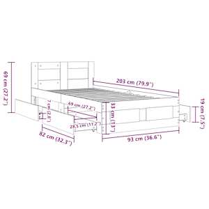 Rám postele s čelem betonově šedý 90 x 200 cm kompozitní dřevo - obrázek 11