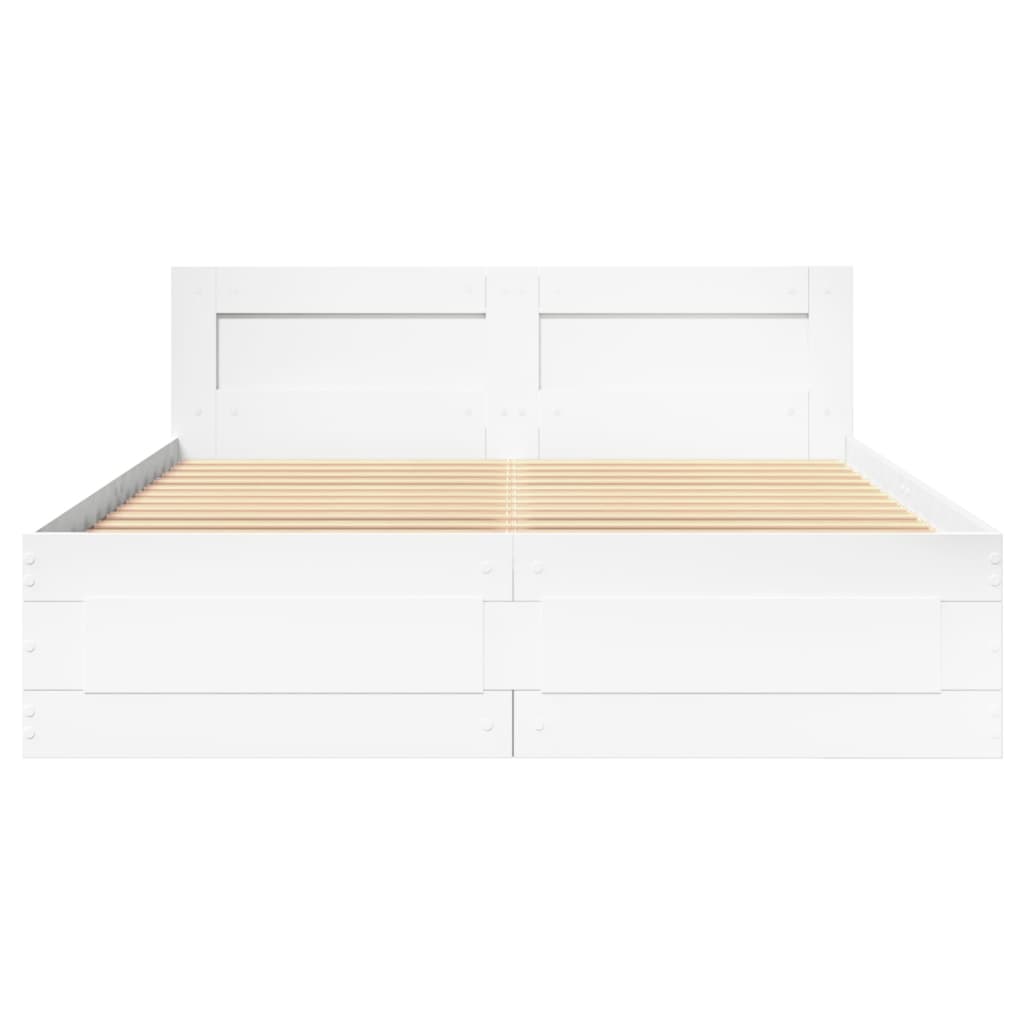 vidaXL Bedframe met hoofdeinde zonder matras 140x190 cm wit, foto 4