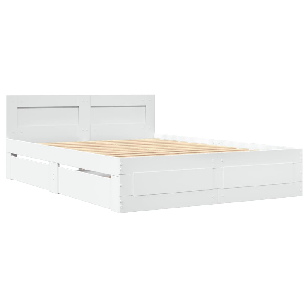 vidaXL Bedframe met hoofdeinde bewerkt hout wit 120x190 cm afbeelding