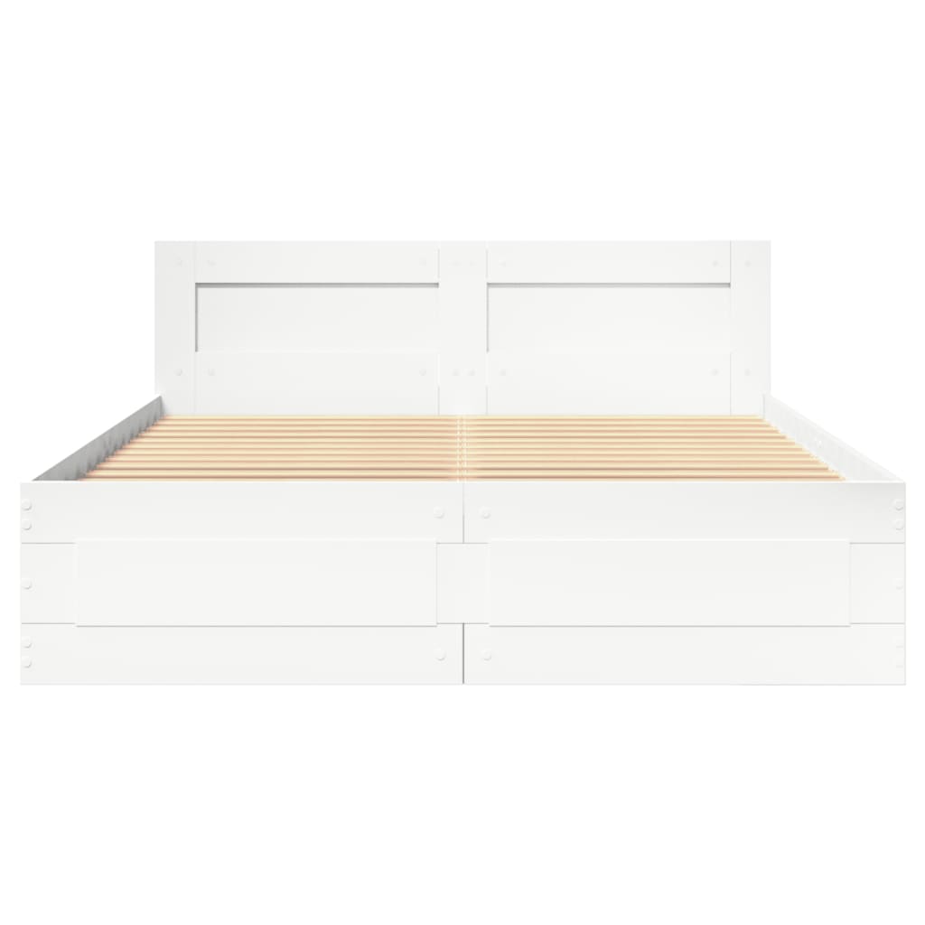 vidaXL Bedframe met hoofdeinde bewerkt hout wit 120x190 cm, foto 4