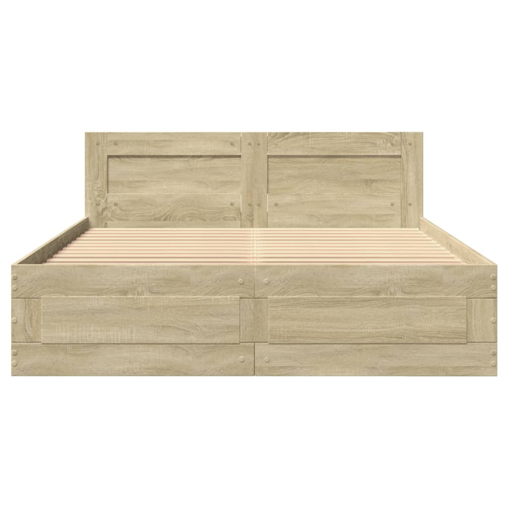 vidaXL Bedframe met hoofdeinde bewerkt hout sonoma eiken 120x190 cm, foto 4