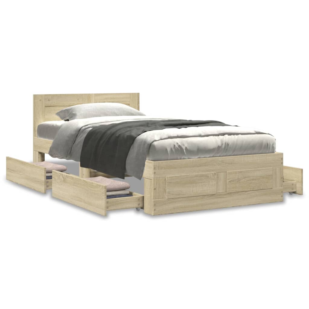 vidaXL Bed Frame with Headboard without Mattress Sonoma Oak 90×190 cm