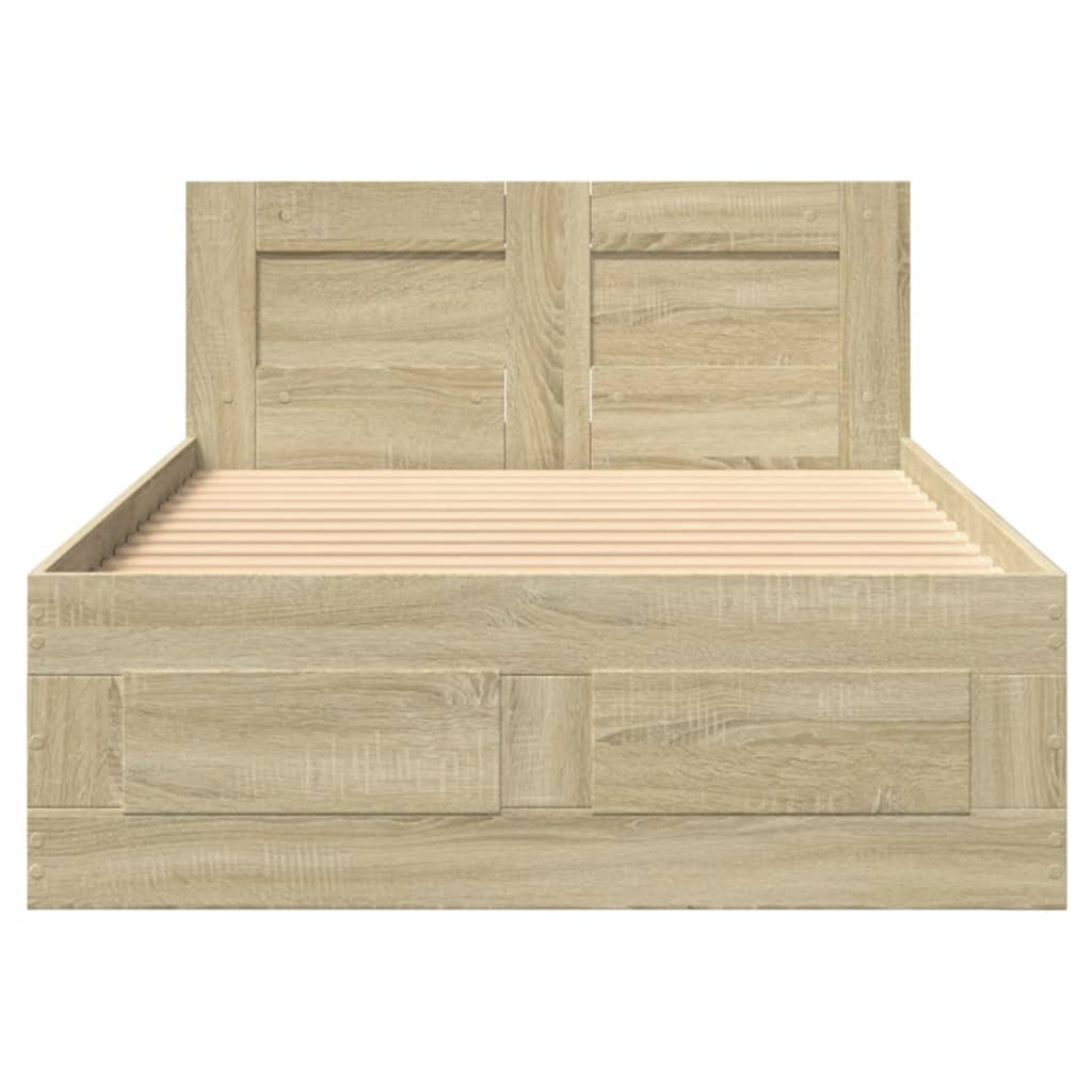 vidaXL Bedframe met hoofdbord bewerkt hout sonoma eiken 75x190 cm, foto 4