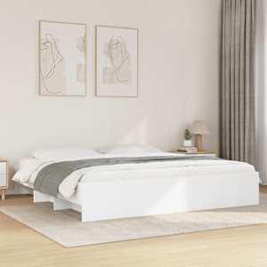 Posteljni okvir bel 200x200 cm inženirski les