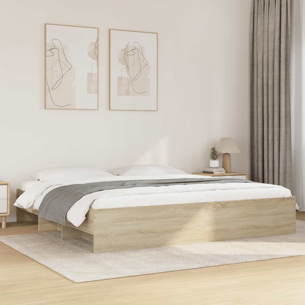 vidaXL Sängynrunko ilman patjaa Sonoma tammi 200x200 cm tekninen puu