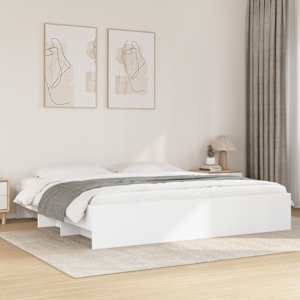 Posteljni okvir brez vzmetnice bela 180x200 cm inženirski les