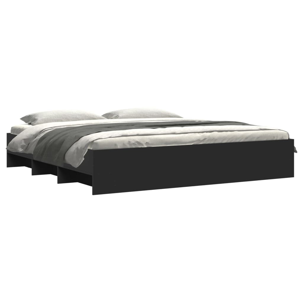 vidaXL Bedframe zonder matras 180x200 cm spaanplaat zwart afbeelding
