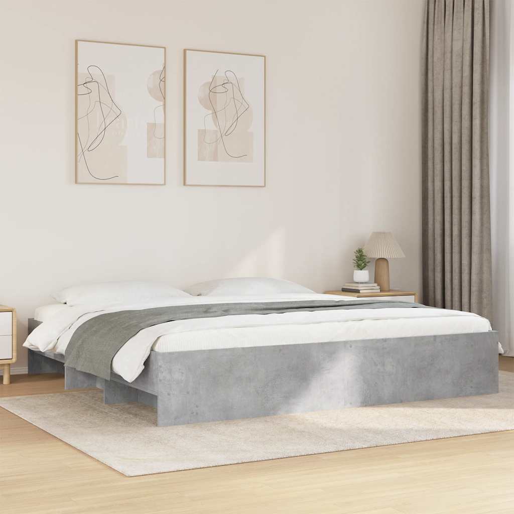 vidaXL Sängynrunko ilman patjaa betonin harmaa 180x200 cm tekninen puu