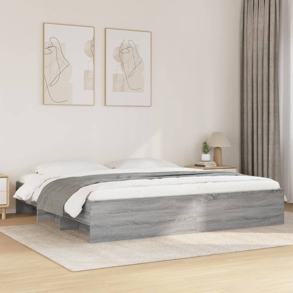 vidaXL Estrutura de cama 180x200 cm derivados de madeira cinza sonoma