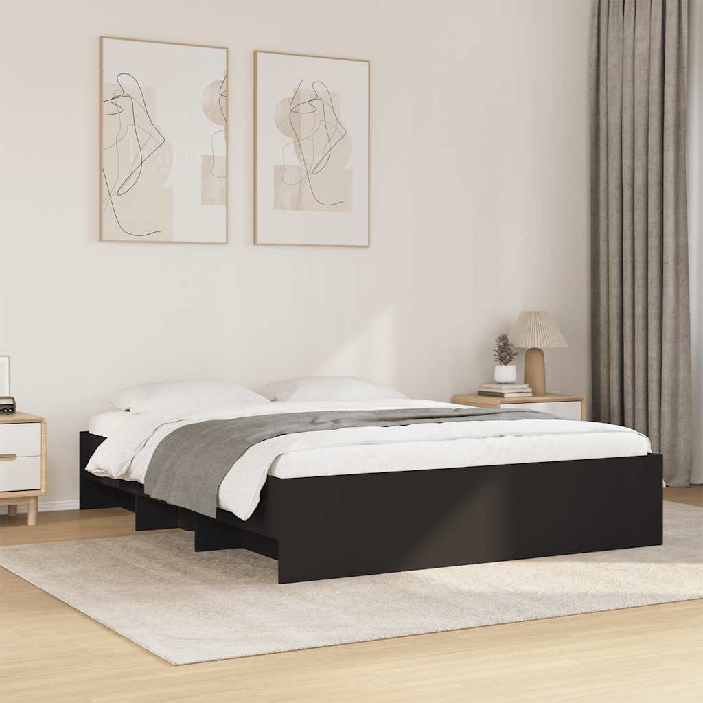 vidaXL Sängynrunko ilman patjaa musta 160x200 cm tekninen puu