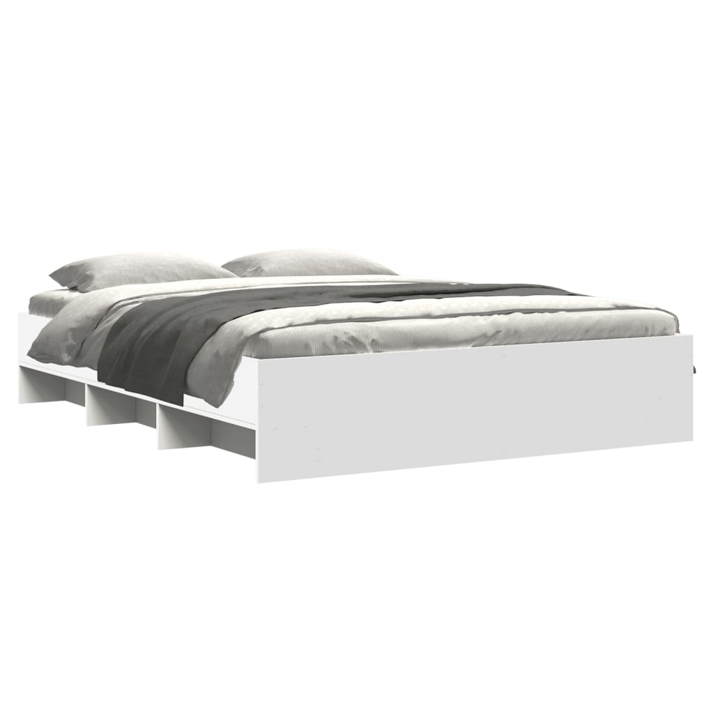 vidaXL Bedframe bewerkt hout wit 150x200 cm afbeelding