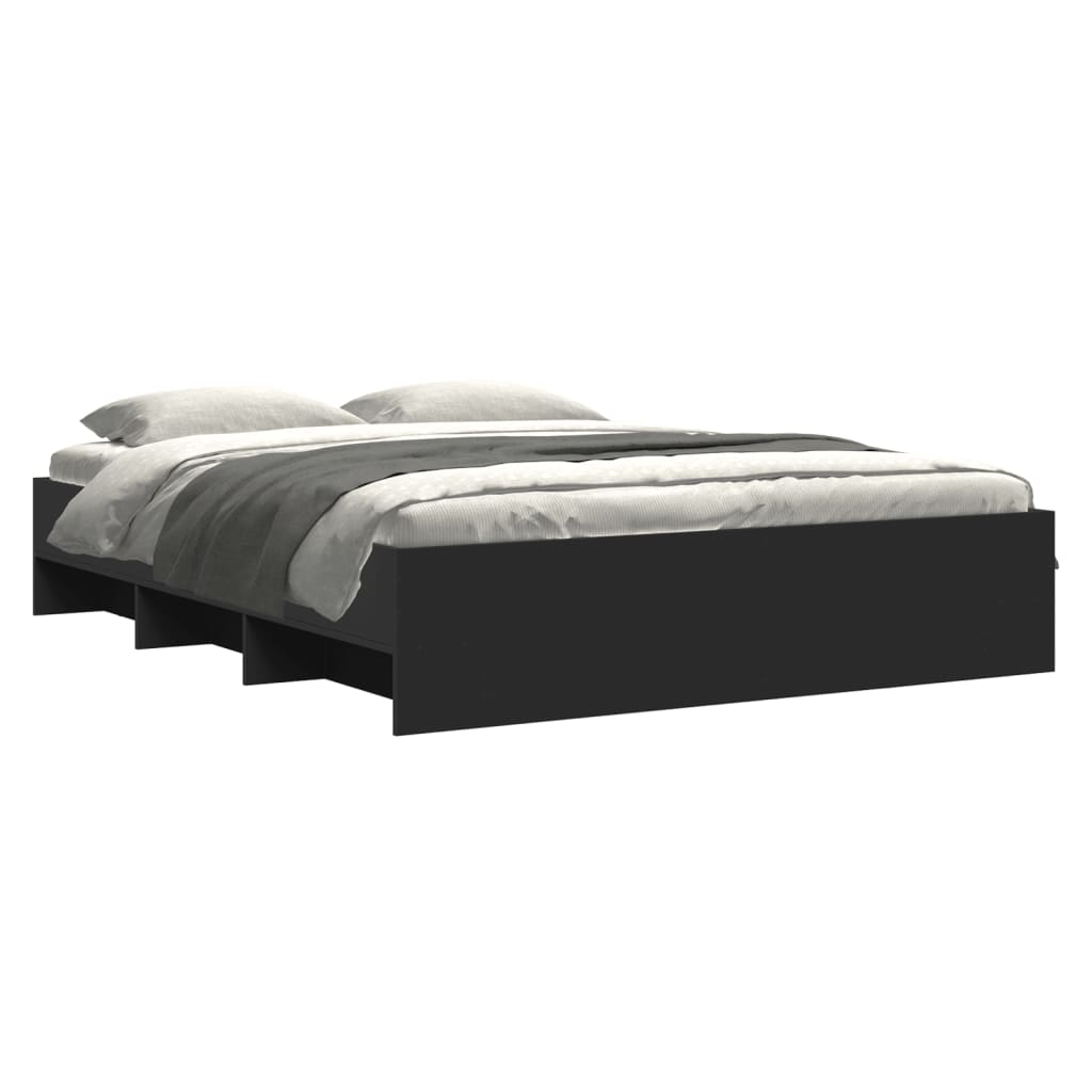 vidaXL Bedframe bewerkt hout zwart 150x200 cm afbeelding