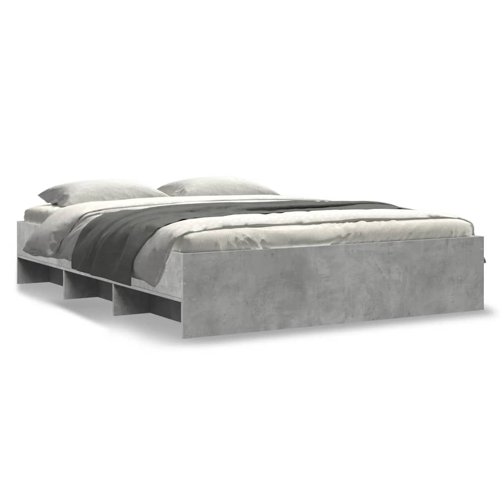 vidaXL Bedframe bewerkt hout betongrijs 150x200 cm grijs, foto 3