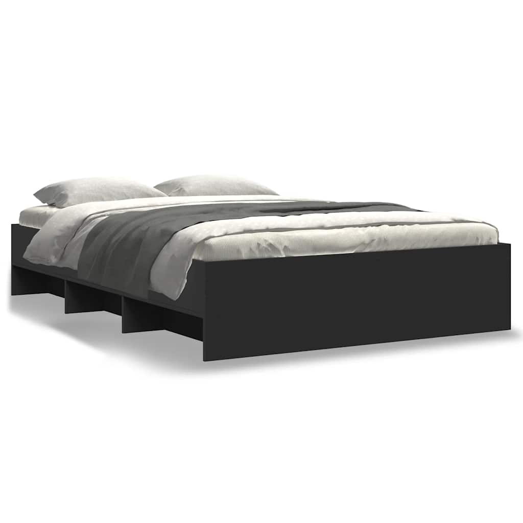 vidaXL Bedframe bewerkt hout zwart 140x200 cm, foto 3