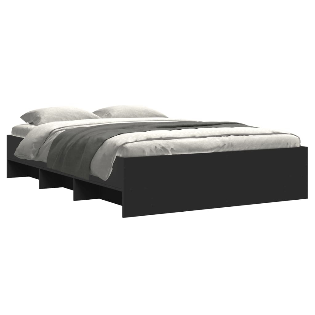 vidaXL Bedframe bewerkt hout zwart 140x200 cm afbeelding