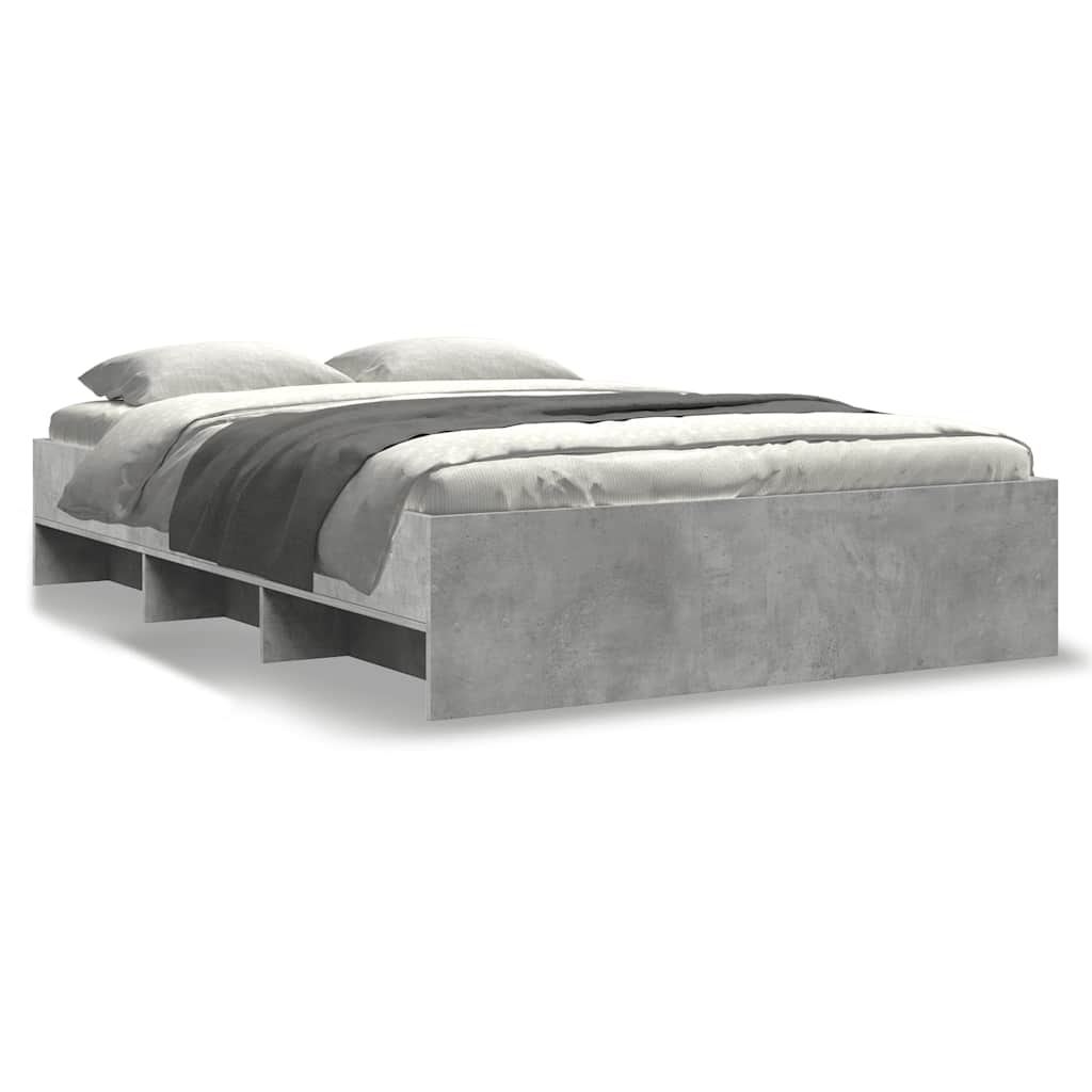 vidaXL Bedframe bewerkt hout betongrijs 140x200 cm grijs, foto 3