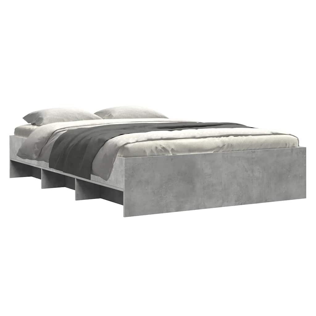 vidaXL Bedframe bewerkt hout betongrijs 140x200 cm grijs, foto 2