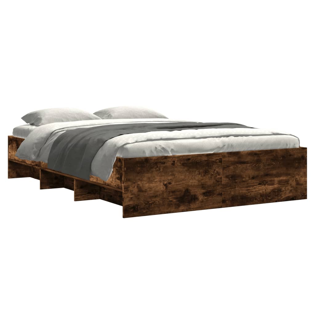 vidaXL Bedframe zonder matras hout gerookt eikenkleurig 140x200 cm afbeelding