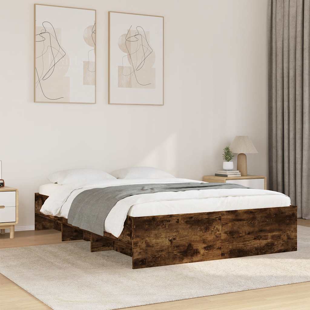 vidaXL Sängynrunko ilman patjaa savutammi 140x200 cm tekninen puu