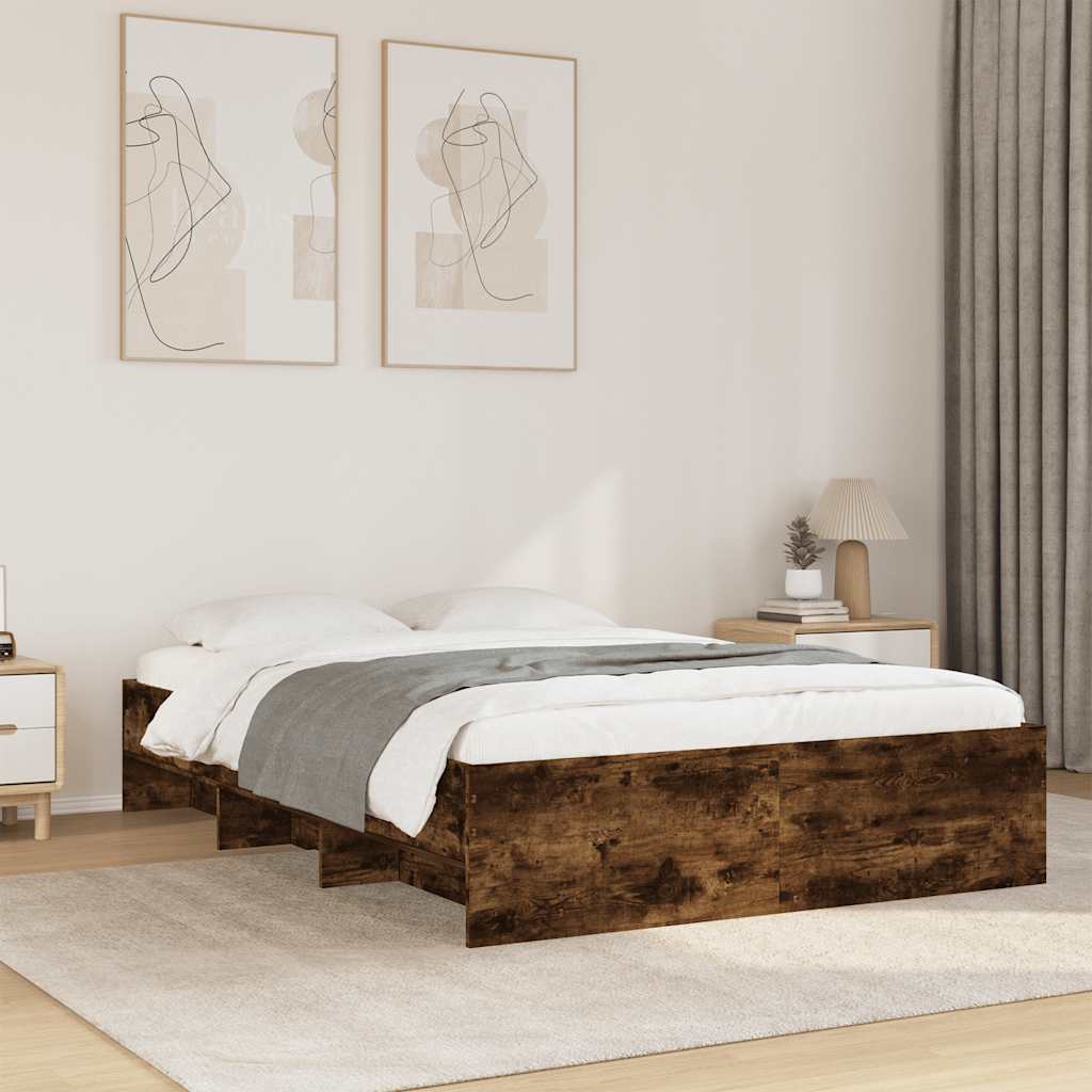 vidaXL Sängynrunko ilman patjaa savutammi 120x200 cm tekninen puu