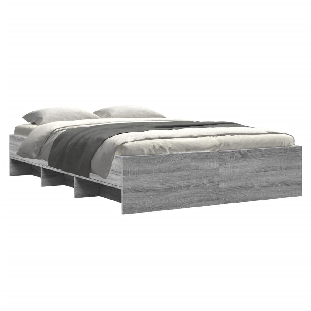 vidaXL Bedframe bewerkt hout grijs sonoma eikenkleurig 120x200 cm afbeelding