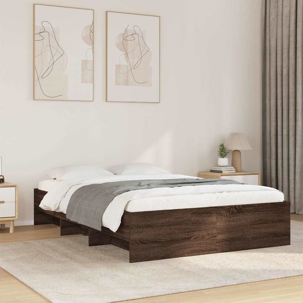 vidaXL Sängynrunko ilman patjaa ruskea tammi 120x200 cm tekninen puu