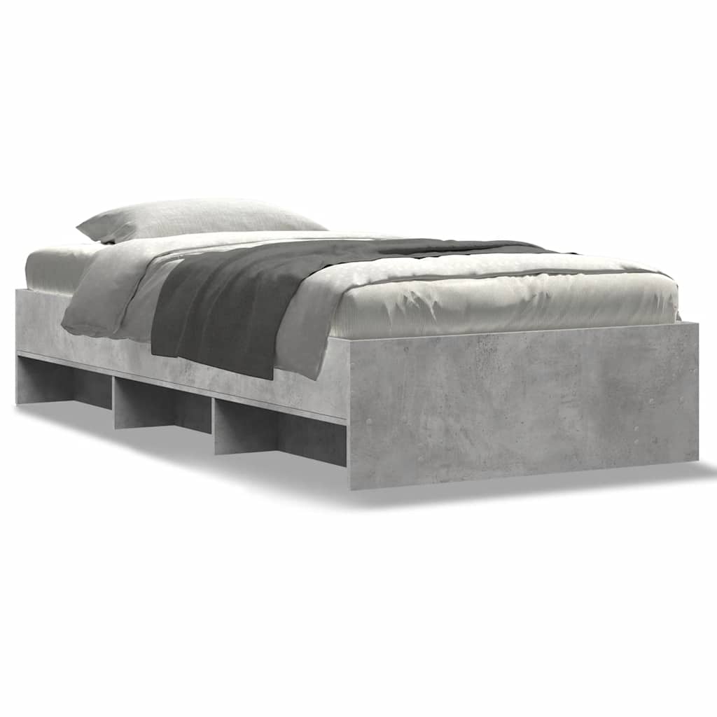 vidaXL Bedframe bewerkt hout betongrijs 100x200 cm grijs, foto 3
