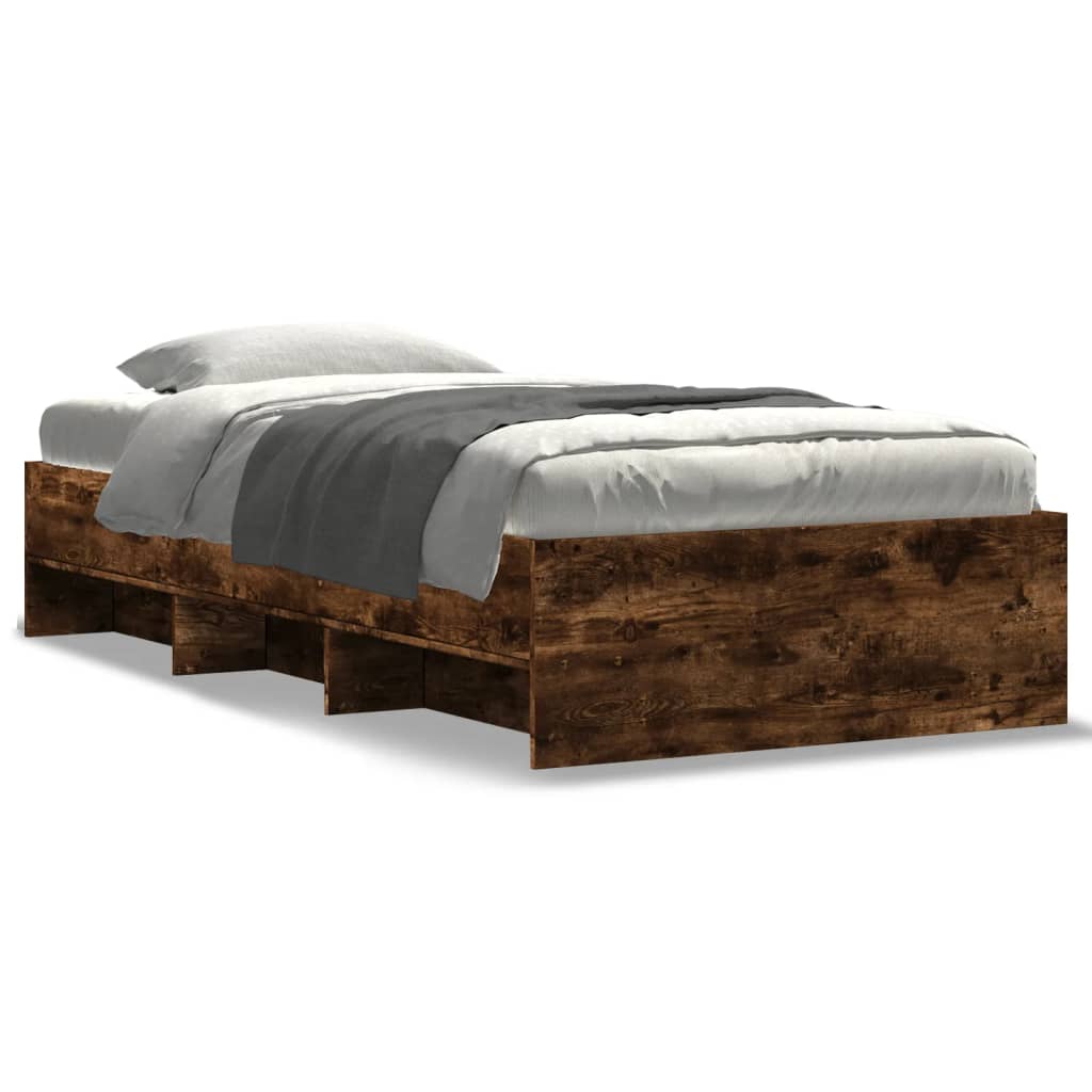 vidaXL Rám postele bez matrace kouřový dub 100x200 cm kompozitní dřevo