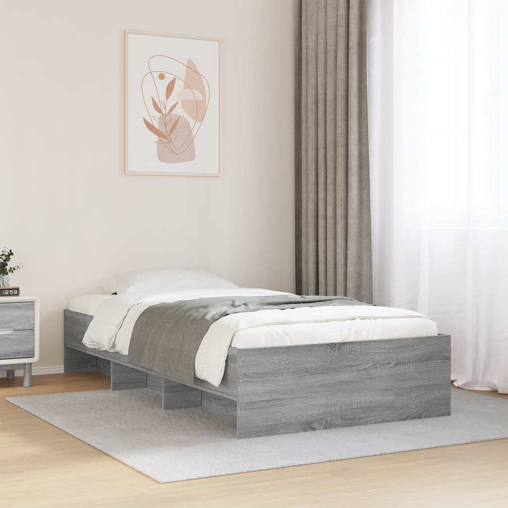 vidaXL Sängynrunko harmaa Sonoma 100x200 cm tekninen puu