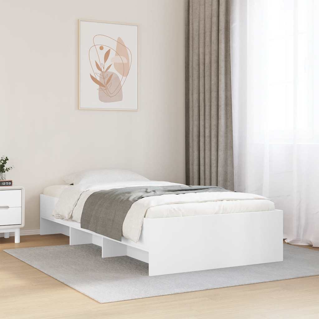 vidaXL Sängynrunko valkoinen 90x200 cm täysi puu