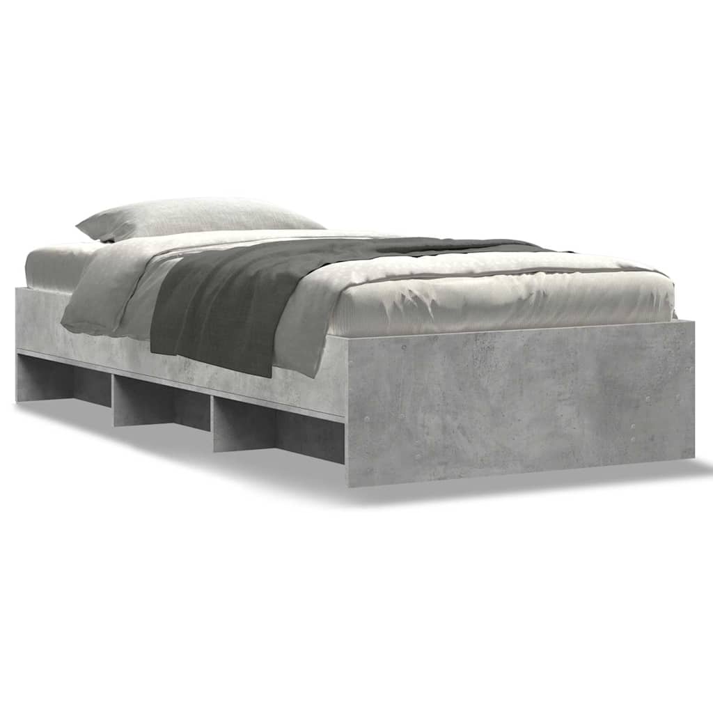 vidaXL Bedframe bewerkt hout grijs sonoma eikenkleurig 90x200 cm, foto 3