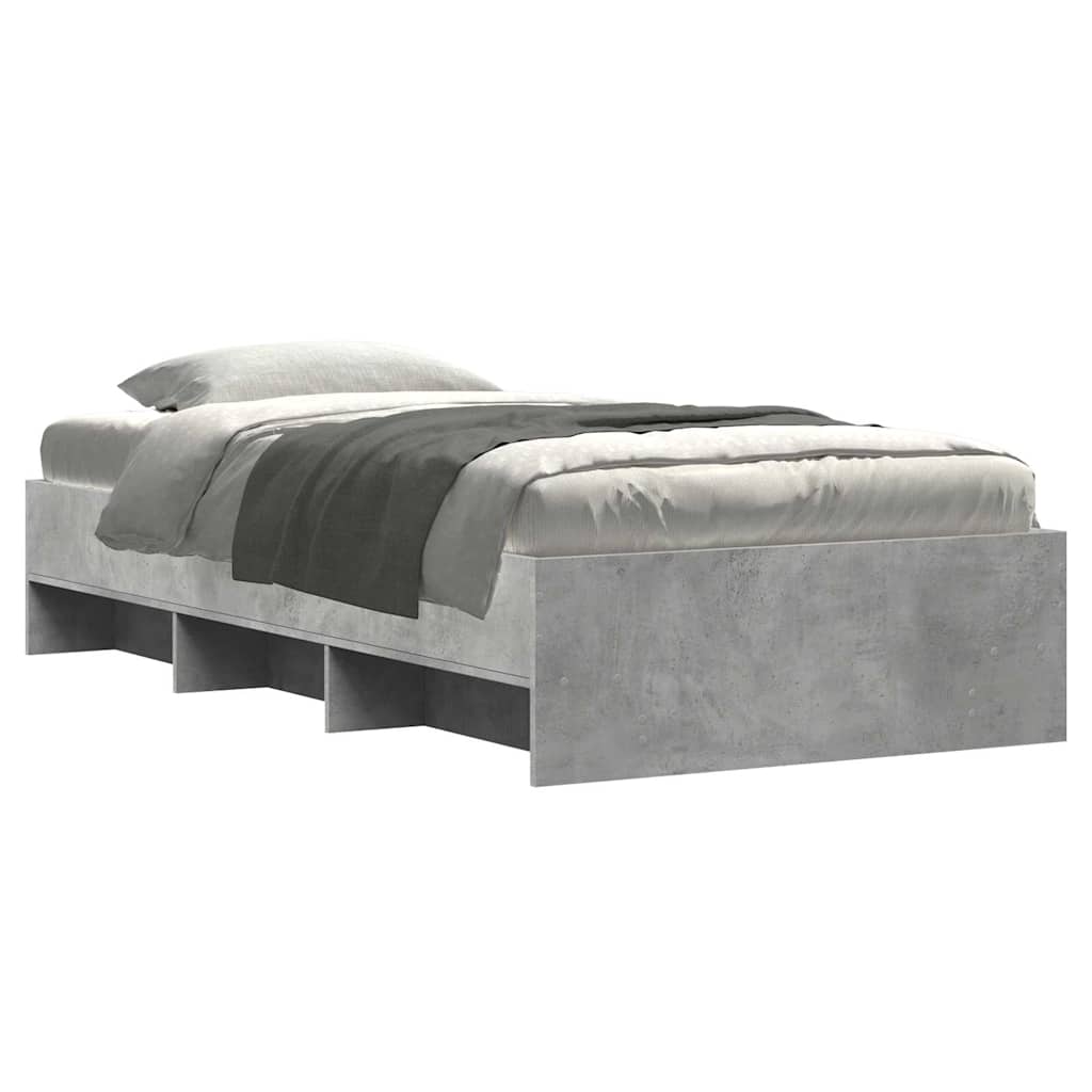 vidaXL Bedframe bewerkt hout grijs sonoma eikenkleurig 90x200 cm, foto 2