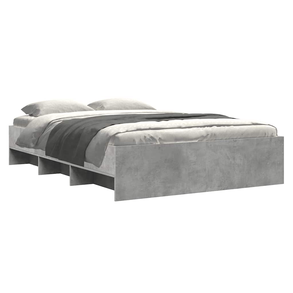 vidaXL Bedframe bewerkt hout betongrijs 140x190 cm grijs, foto 2