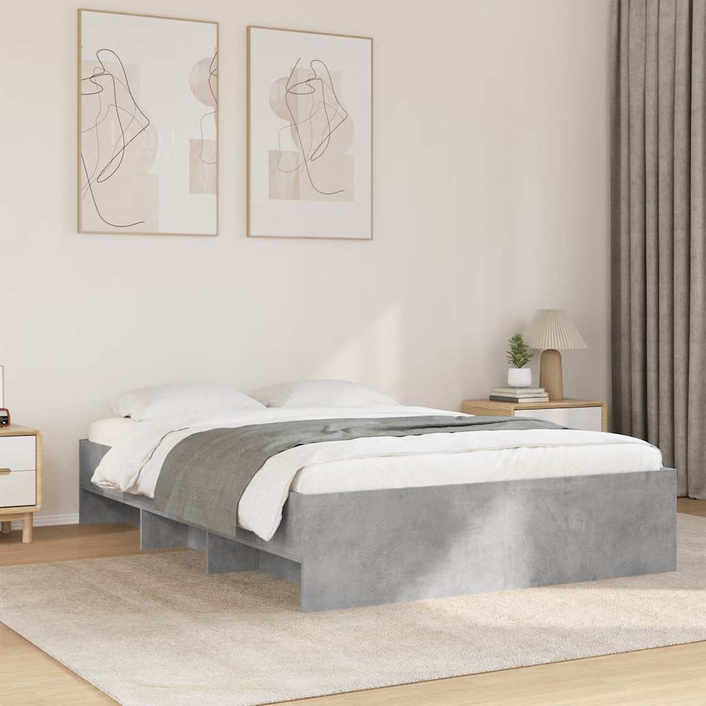 vidaXL Sängynrunko betoninharmaa 140x190 cm tekninen puu