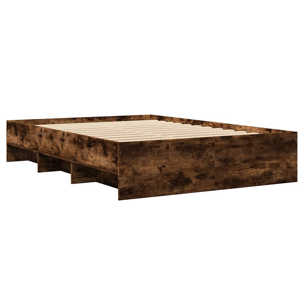 vidaXL Bedframe zonder matras hout gerookt eikenkleurig 140x190 cm, foto 4