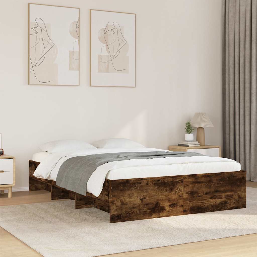 vidaXL Sängynrunko ilman patjaa savutammi 140x190 cm tekninen puu