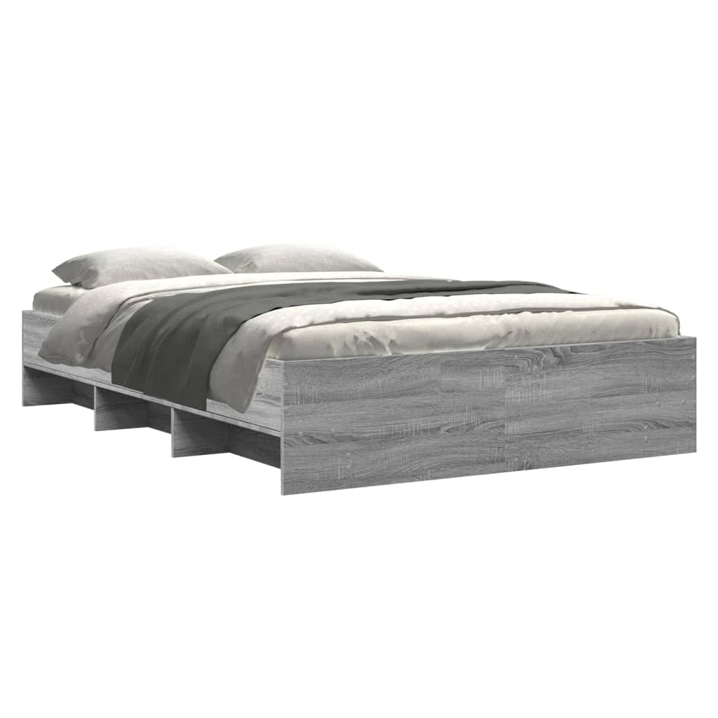 vidaXL Bedframe bewerkt hout grijs sonoma eikenkleurig 140x190 cm afbeelding