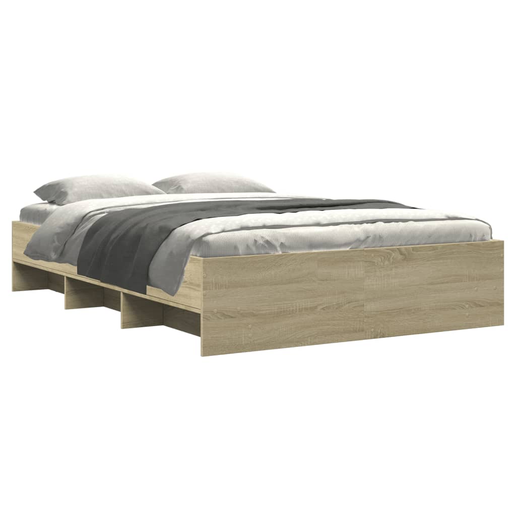 vidaXL Bedframe bewerkt hout sonoma eikenkleurig 135x190 cm afbeelding