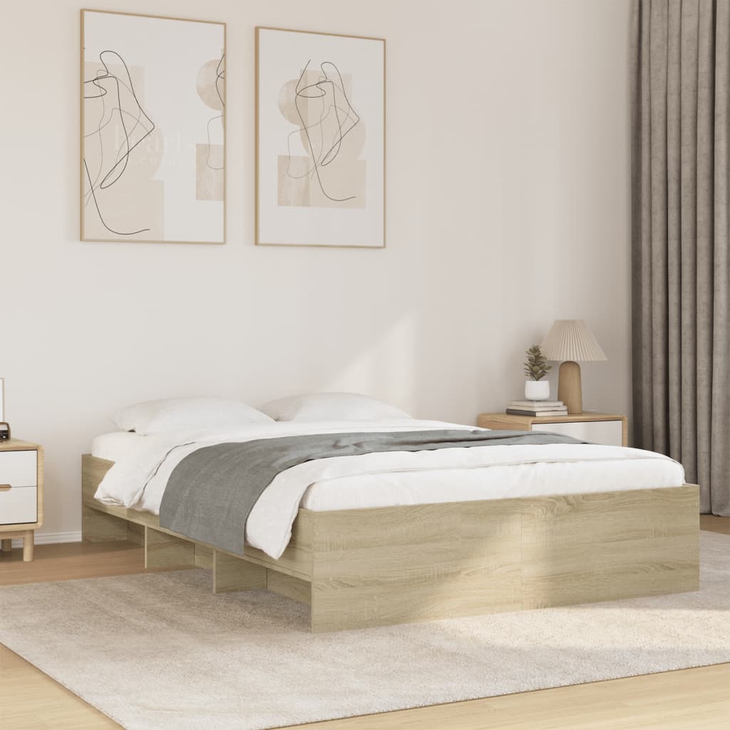 vidaXL Sängynrunko Sonoma-tammi 135x190 cm tekninen puu