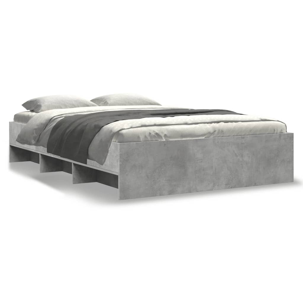 vidaXL Bedframe bewerkt hout betongrijs 135x190 cm grijs, foto 3
