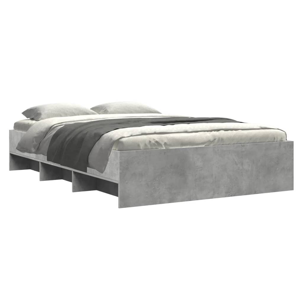 vidaXL Bedframe bewerkt hout betongrijs 135x190 cm grijs, foto 2