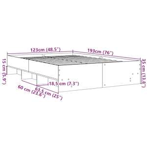 Rám postele bez matrace dub sonoma 120x190 cm kompozitní dřevo - obrázek 10
