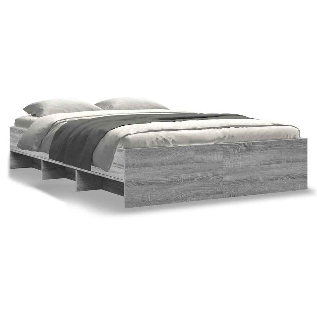 vidaXL Bedframe bewerkt hout grijs sonoma eikenkleurig 120x190 cm, foto 3