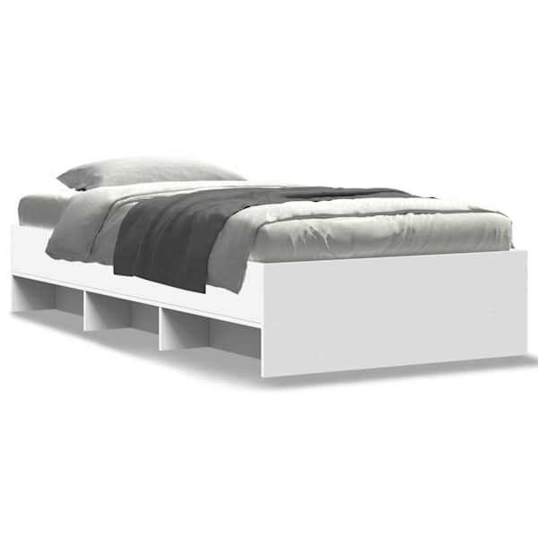 vidaXL voodiraam, valge, 90 x 190 cm, teras ja tehispuit