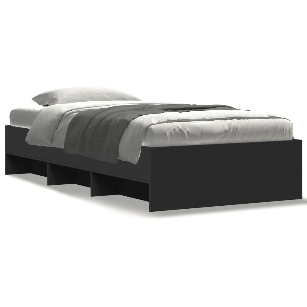 vidaXL Bedframe bewerkt hout zwart 90x190 cm, foto 3