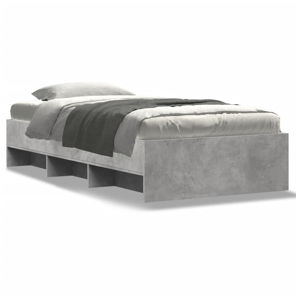vidaXL Bedframe bewerkt hout betongrijs 90x190 cm grijs, foto 3
